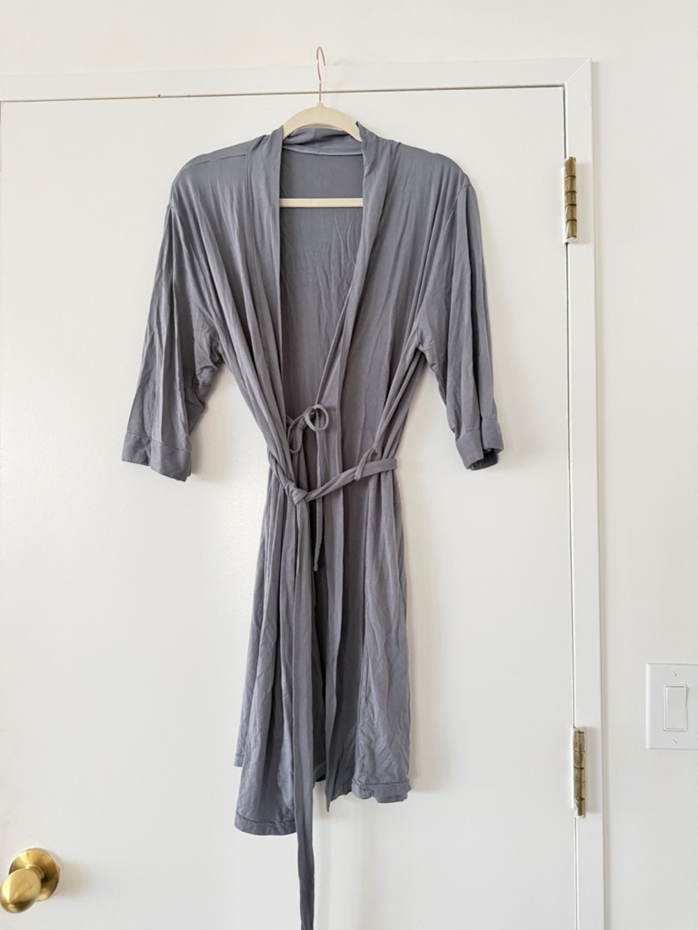 Lightweight Gray Women's Robe with Tie Waist
